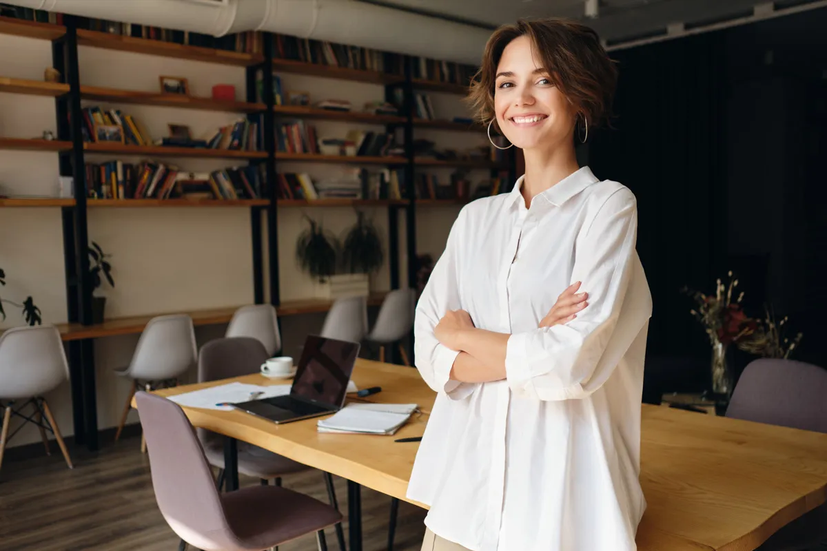 Confident professional woman with GDPR compliance
